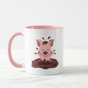 Cute Pig Playing In Mud Mug