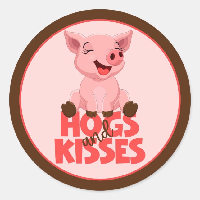 Cute Pig Pun Classic Round Sticker (Front)