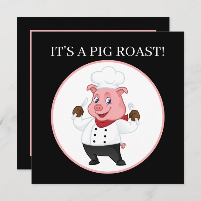 Cute pig roast party invitation (Front/Back)