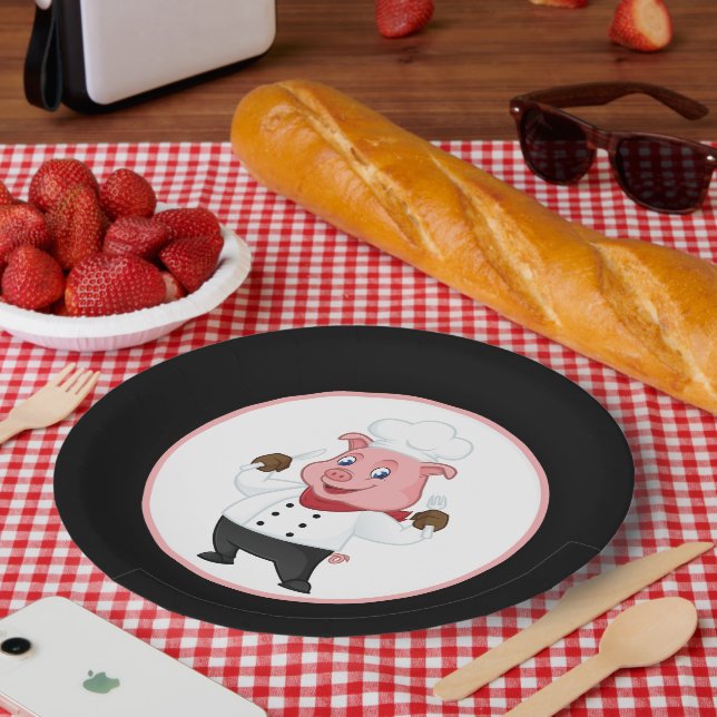 Cute pig roast party paper plate (Picnic)