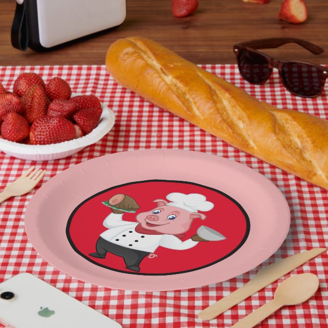 Cute pig roast party paper plate (Picnic)