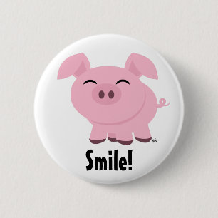 Cute Pig Smile Button