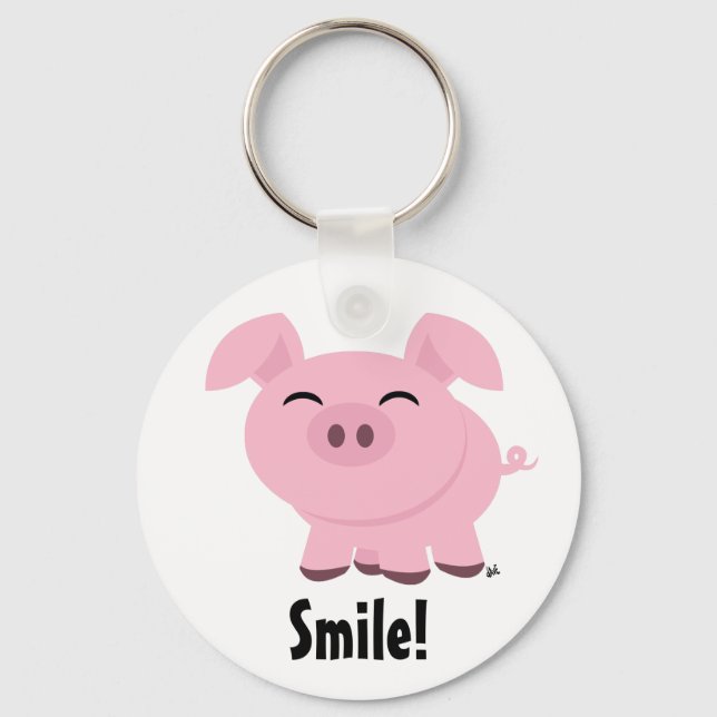Cute Pig Smile Keychain (Front)