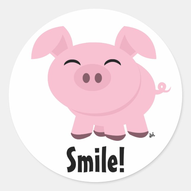 Cute Pig Smile Sticker (Front)