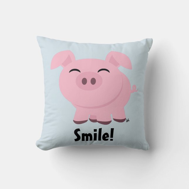 Cute Pig Smile Throw Pillow (Front)