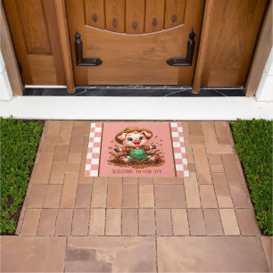 Cute pig sty welcome add text  doormat