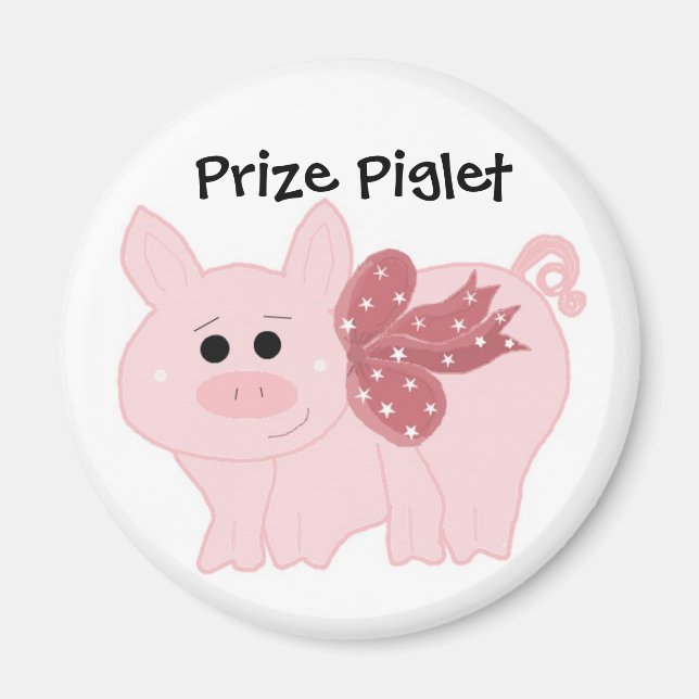 Cute Pig with a Pink Ribbon Magnet (Front)