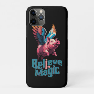Cute Pig with Colourful wings Believe in Magic iPhone 11 Pro Case
