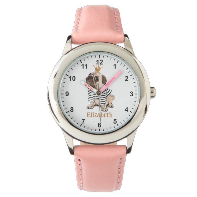 Cute Pig with Gold Crown Girl's First Watch (Front)