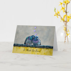 Cute Pigeon Couple Congrats Wedding Engagement Card
