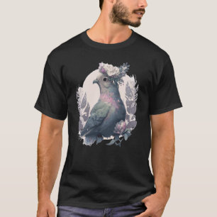 Cute Pigeon Dove Bird Flower Crown Pet Birds T-Shirt