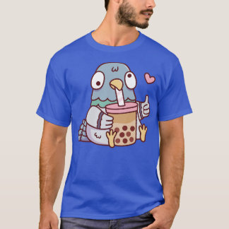 Cute Pigeon Loves Boba Tea T-Shirt