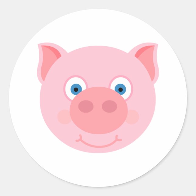 Cute piggy face classic round sticker (Front)