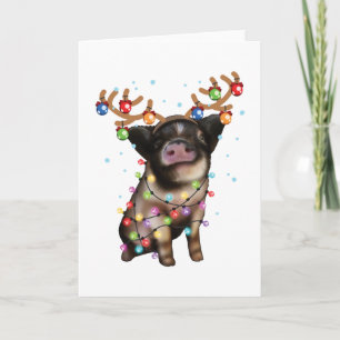Cute Piggy, Pig Lover Funny Christmas Holiday Gift Card