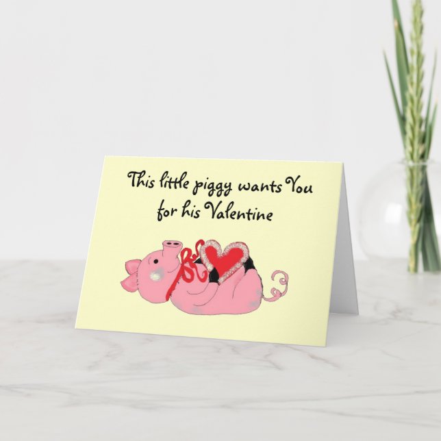 Cute Piggy Valentine Holiday Card (Front)