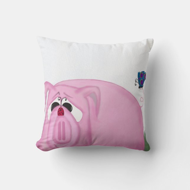 Cute Piglet Chumley And Beautiful Friends Throw Pillow (Front)
