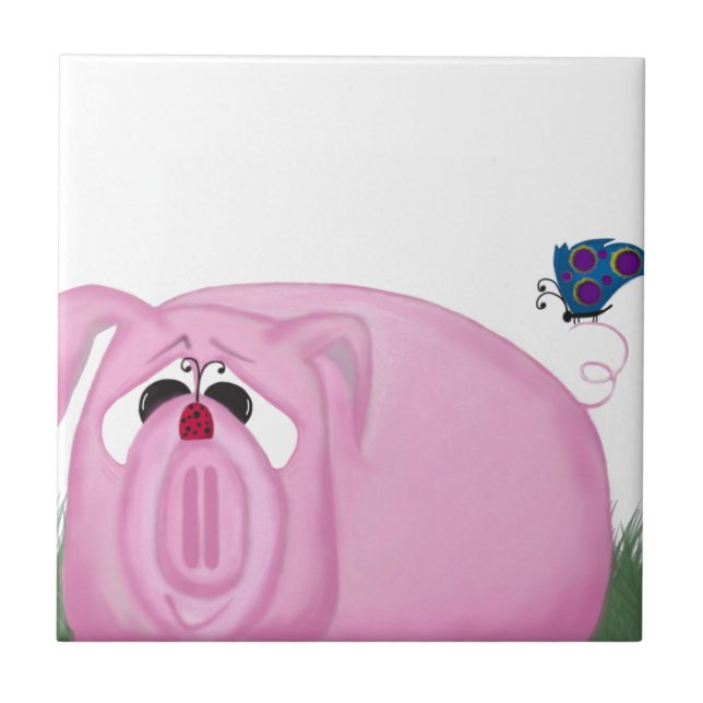Cute Piglet Chumley And Beautiful Friends Tile (Front)