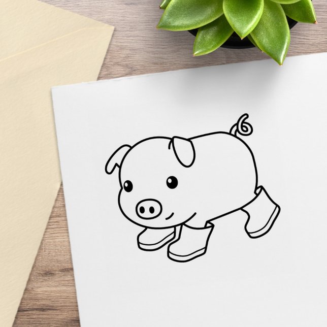 Cute Piglet Pig in Rubber Boots Stamp (Creator Uploaded)