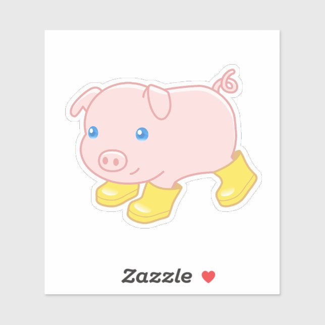 Cute Piglet Pig in Yellow Rubber Boots V2 (Sheet)