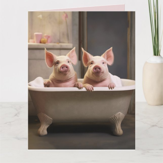 CUTE PIGS FUNNY BIRTHDAY Greeting Card (Front)