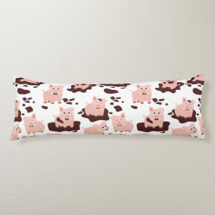 Cute Pigs Playing in Mud Farm Animals Body Pillow