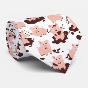 Cute Pigs Playing in Mud Farm Tie