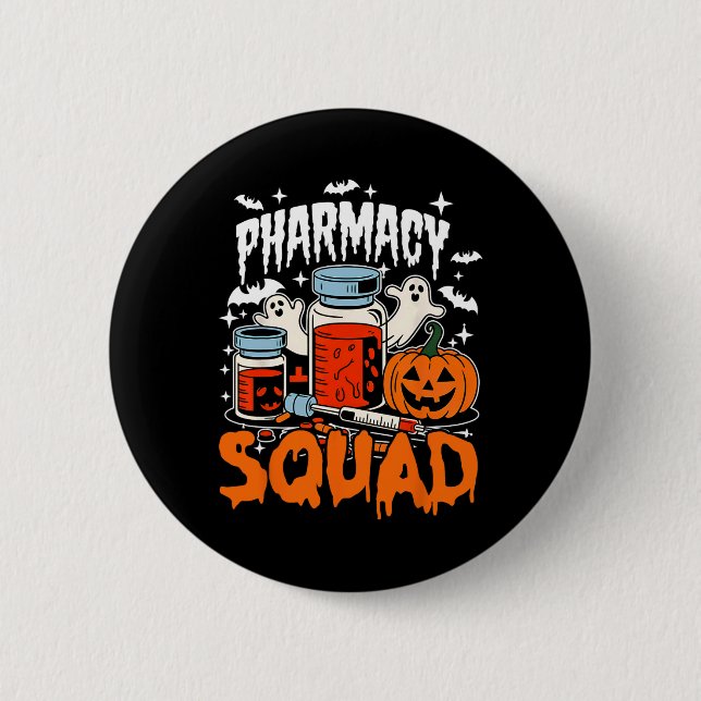 Cute Pills Pharmacy Squad Pharmacist Technician Ha 2 Inch Round Button (Front)