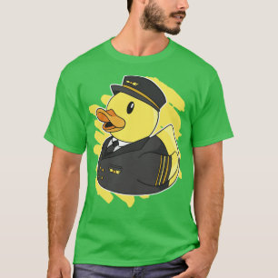 Cute Pilot Rubber Ducky Bath Toy Squeaky Duck T-Shirt