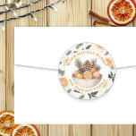 Cute Pine Cones and Oranges Personalized Christmas Classic Round Sticker<br><div class="desc">Adorable pine branches,  holly and bowl of oranges and pine cones personalized Christmas stickers to seal your holiday cards or favour bags.</div>
