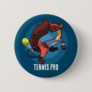Cute Pine Marten Tennis Pro Trick Shot Cartoon 2 Inch Round Button