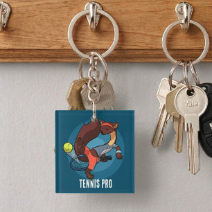 Cute Pine Marten Tennis Pro Trick Shot Cartoon Keychain