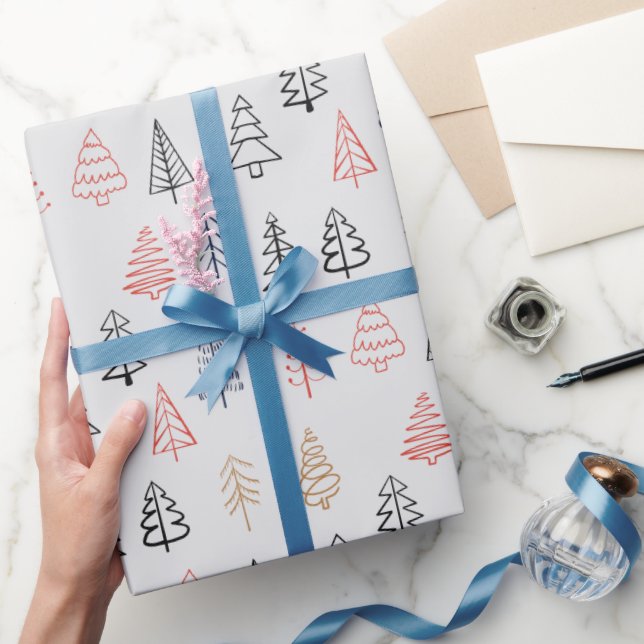 Cute Pine Tree Pattern Christmas Wrapping Paper (Gifting)