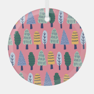 Cute pine trees: kids' pattern. glass ornament