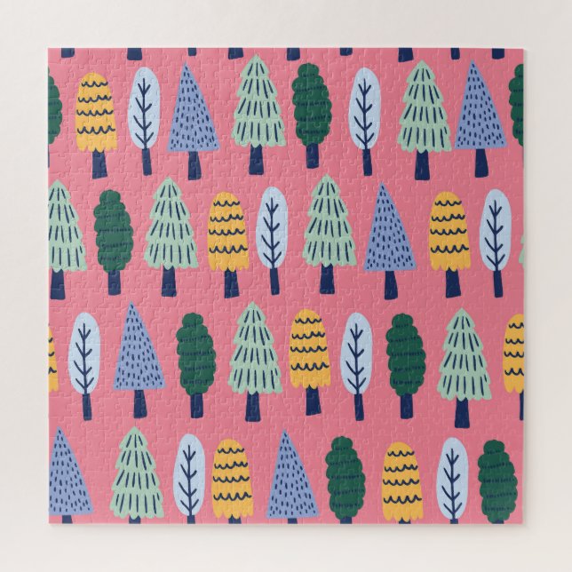 Cute pine trees: kids' pattern. jigsaw puzzle (Vertical)