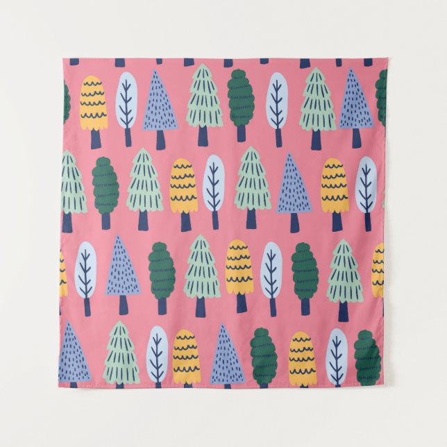 Cute pine trees: kids' pattern. tapestry (Front)