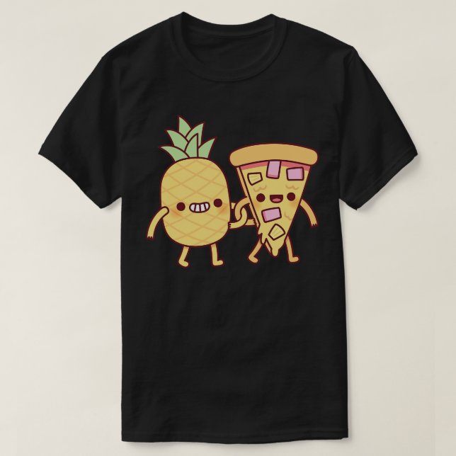 Cute Pineapple And Pizza Besties T-Shirt (Design Front)