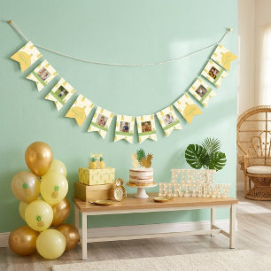 Cute Pineapple Baby Photo Birthday Party Bunting Flags