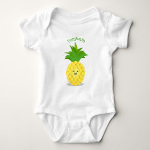 Cute pineapple cartoon illustration baby bodysuit