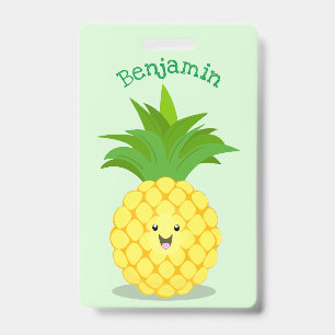 Cute pineapple cartoon illustration badge