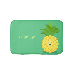 Cute pineapple cartoon illustration bath mat