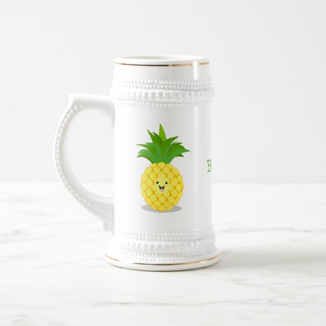 Cute pineapple cartoon illustration beer stein (Left)