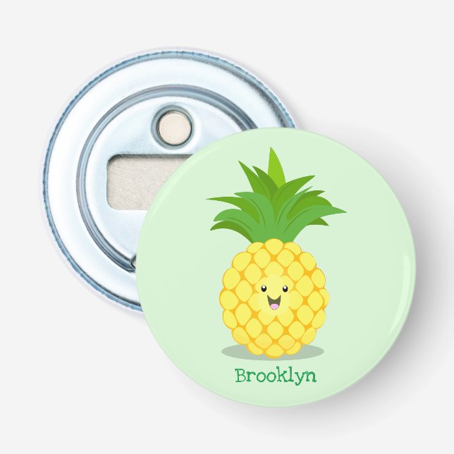Cute pineapple cartoon illustration bottle opener (Front)