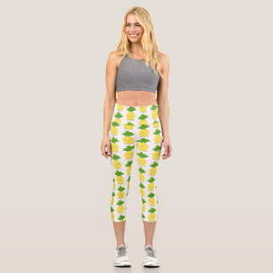 Cute pineapple cartoon illustration capri leggings
