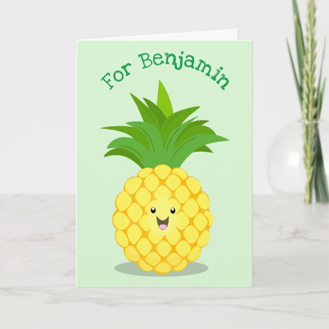 Cute pineapple cartoon illustration card (Front)
