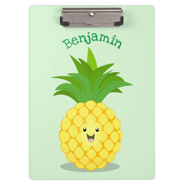 Cute pineapple cartoon illustration clipboard (Front)
