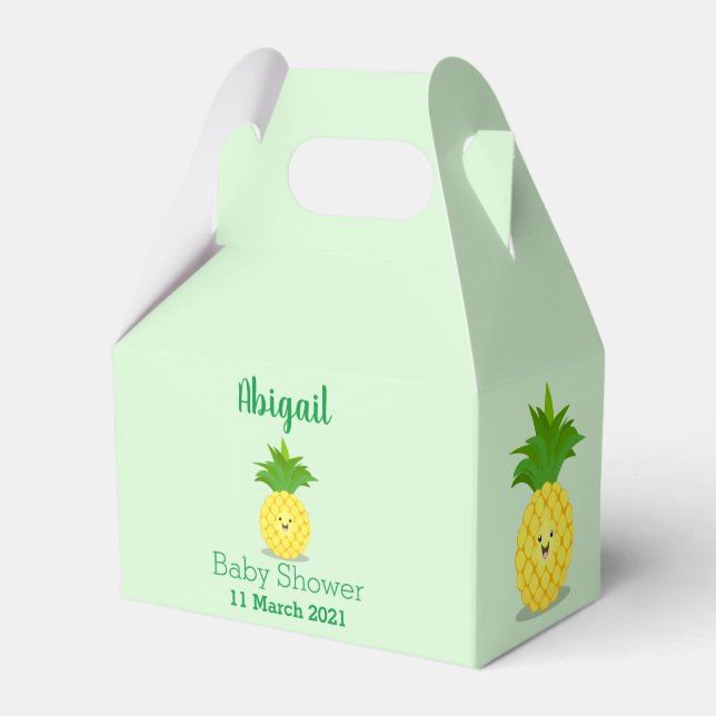 Cute pineapple cartoon illustration favor box (Front Side)