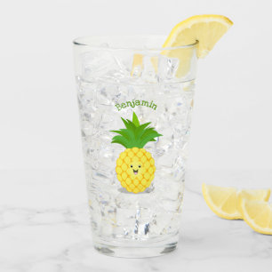 Cute pineapple cartoon illustration glass