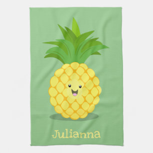 Cute pineapple cartoon illustration kitchen towel