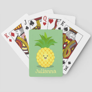 Cute pineapple cartoon illustration playing cards