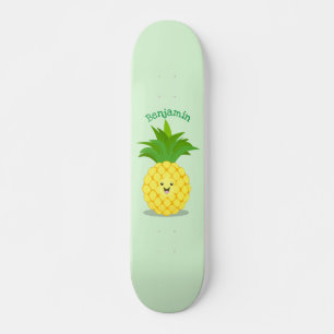 Cute pineapple cartoon illustration skateboard